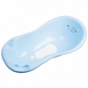 Детская ванна Зебра, 100 см, с антиковчающим ковриком светло-голубая, Maltex