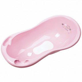 Детская ванна Зебра, 100 см, с антискользящим ковриком светло-розовая, Maltex